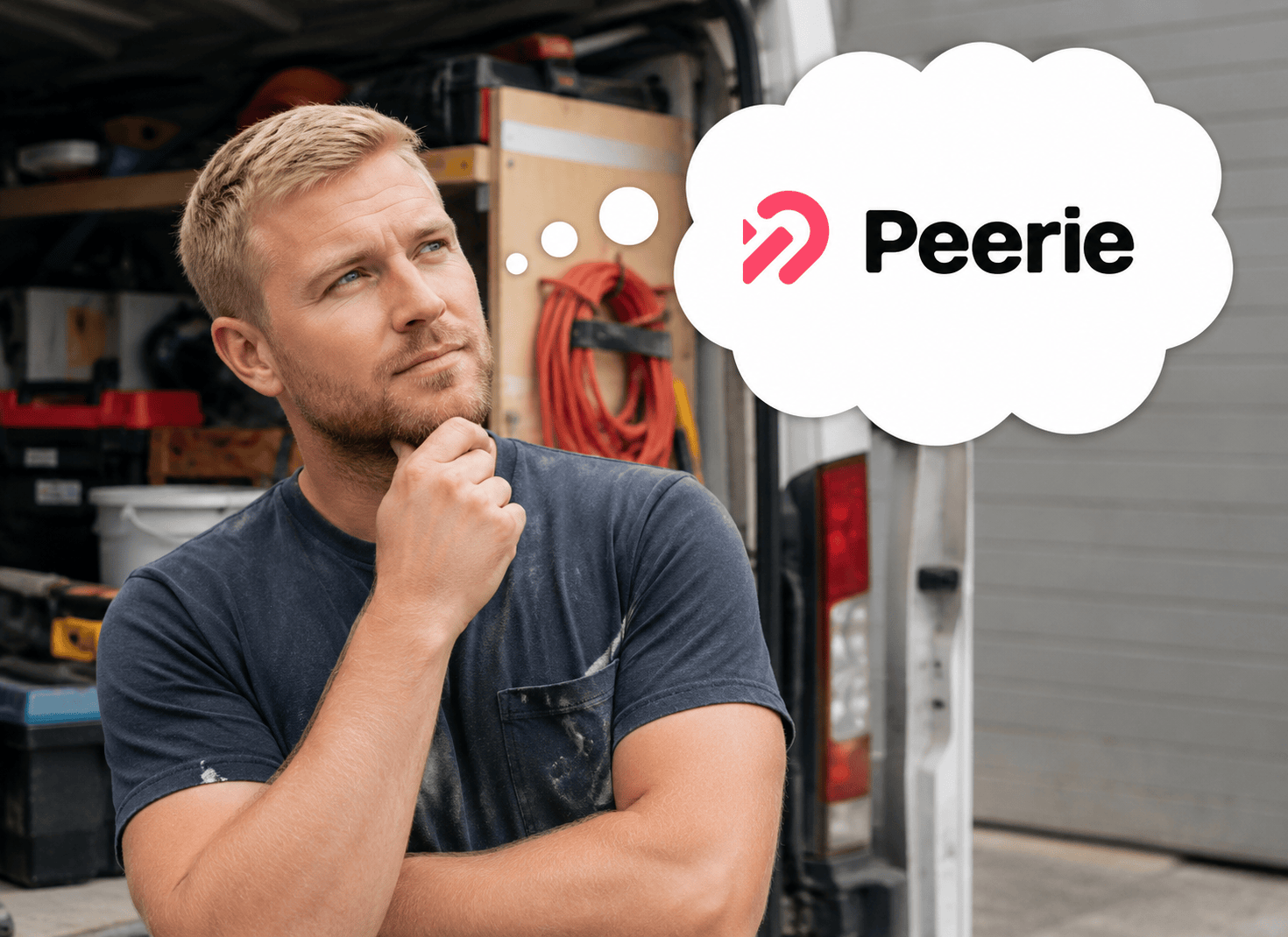 Professional considering Peerie marketing platform