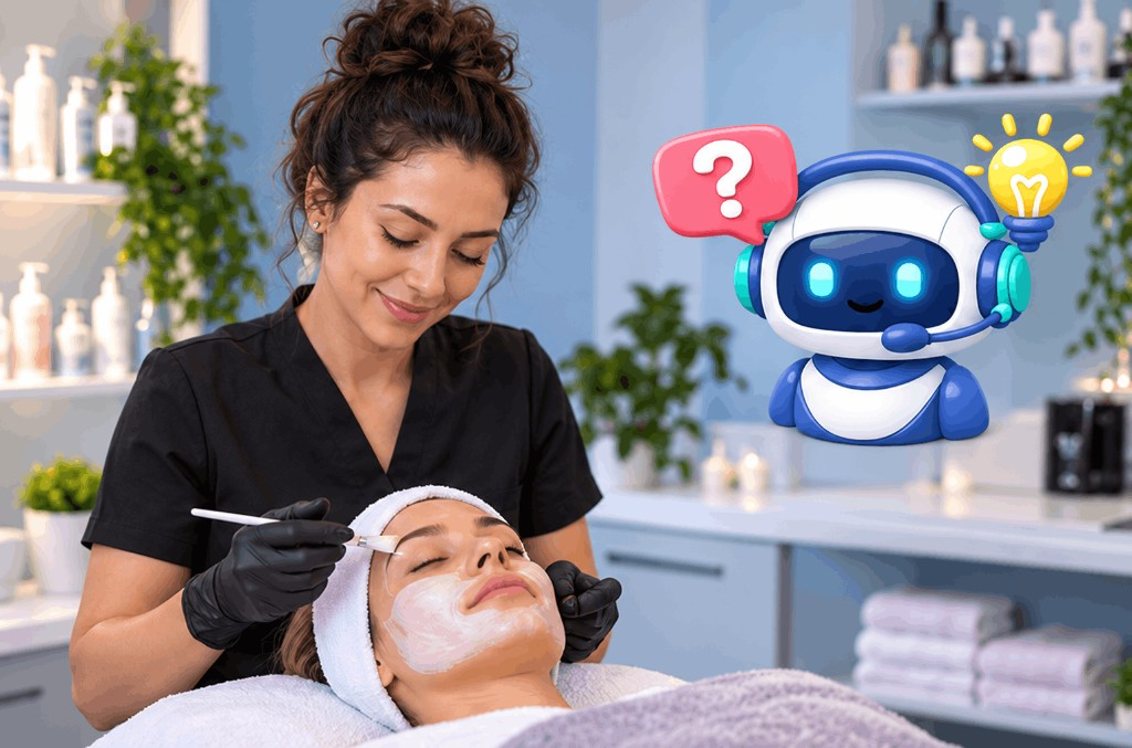 AI assistant helping with salon marketing tasks